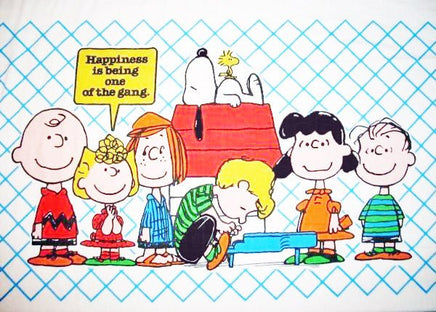 Vintage Peanuts Gang Flat Sheet With Border Graphics - snoopn4pnuts.com