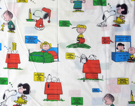 Vintage Peanuts Gang Fitted Sheet - Multi - Colored Phrases - snoopn4pnuts.com