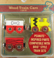 Peanuts 3-Piece Wooden Train Set Cars (Brio Compatible)