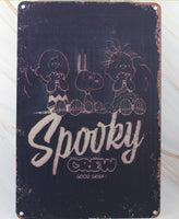 Snoopy Tin Wall Sign With Weathered Look - Spooky Crew