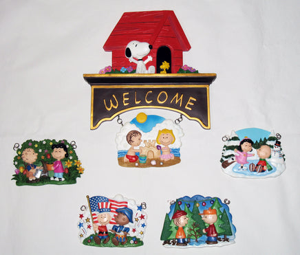 Danbury Mint Peanuts 6 - Piece Welcome Sign Display - snoopn4pnuts.com