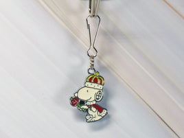 King Snoopy Silver Plated Zipper Pull - snoopn4pnuts.com