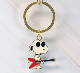 Snoopy Joe Cool Electric Guitar Gold - Tone Key Chain - snoopn4pnuts.com