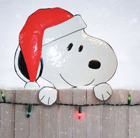 Snoopy Santa Metal Peep Over Decor - snoopn4pnuts.com