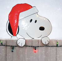 Snoopy Santa Metal Peep Over Decor