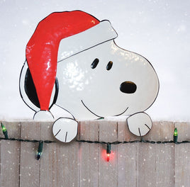 Snoopy Santa Metal Peep Over Decor - snoopn4pnuts.com