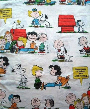 Vintage Peanuts Gang Flat Sheet - Happiness Is... - snoopn4pnuts.com