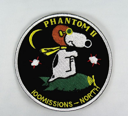 Snoopy Flying Ace Large Patch - Phantom Ii 100 Missions - North Vietnam Patch (4" Diameter!)