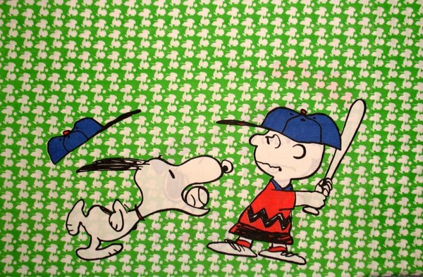 Vintage Peanuts Gang Pillow Case - Baseball