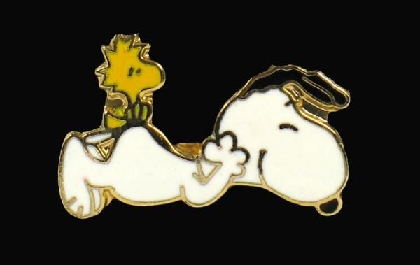 Woodstock Sitting On Snoopy Cloisonne Pin