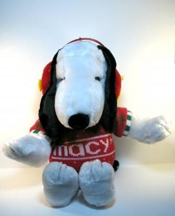 Macy's Snoopy Wearing Earmuffs Large Plush Doll (Fur Slightly Soiled In Areas)