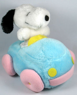 Snoopy Vintage Plush Baby Doll And Squeaker Car Set