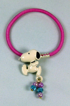 Snoopy Pony Tail Holder Hair Band With Metal Pendant And Beads