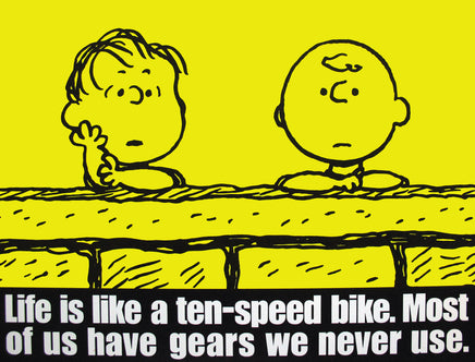 Peanuts Laminated Vintage Poster - Ten Speed Bike (Minor wave in laminate) - snoopn4pnuts.com