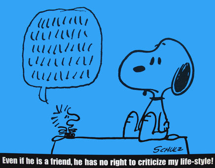 Peanuts Laminated Vintage Poster - Criticize My Lifestyle (Minor wave in laminate) - snoopn4pnuts.com