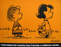 Peanuts Laminated Vintage Poster - Crabbiness Vaccine (Minor wave in laminate)