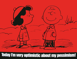 Peanuts Laminated Vintage Poster - Optimistic Pessimism (Minor wave in laminate) - snoopn4pnuts.com