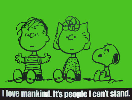 Peanuts Laminated Vintage Poster - Love Mankind (Minor wave in laminate) - snoopn4pnuts.com