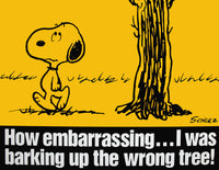 Peanuts Laminated Vintage Poster - Barking Up The Wrong Tree (Minor wave in laminate)