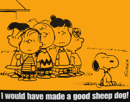 Peanuts Laminated Vintage Poster - Sheep Dog (Minor wave in laminate) - snoopn4pnuts.com