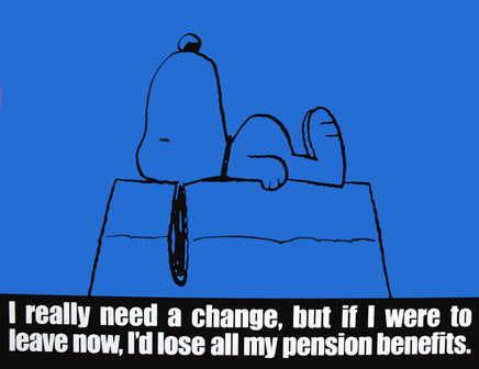 Peanuts Laminated Vintage Poster - Pension Benefits (Minor wave in laminate) - snoopn4pnuts.com