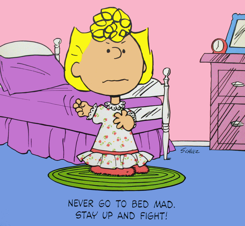 Peanuts Laminated Vintage Poster - Never Go To Bed Mad