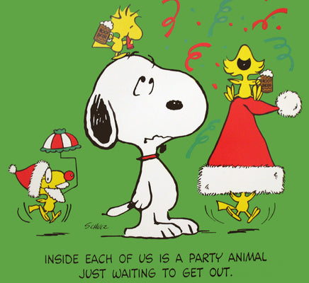 Peanuts Laminated Vintage Poster - Woodstock Party Animal (Minor wave in laminate) - snoopn4pnuts.com