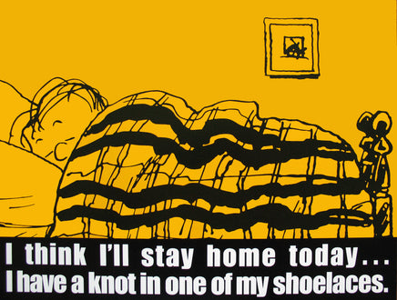 Peanuts Laminated Vintage Poster - Linus Stay Home (Minor wave in laminate) - snoopn4pnuts.com