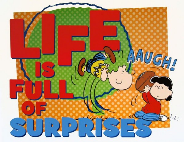 Peanuts Gang Motivational Wall Poster - Life Is Full Of Surprises