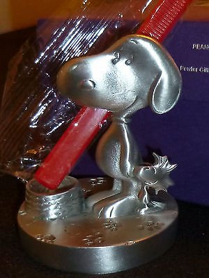 Snoopy Pewter Toothbrush Holder (Great for holding pens and pencils, too!) - Near Mint In Box - snoopn4pnuts.com