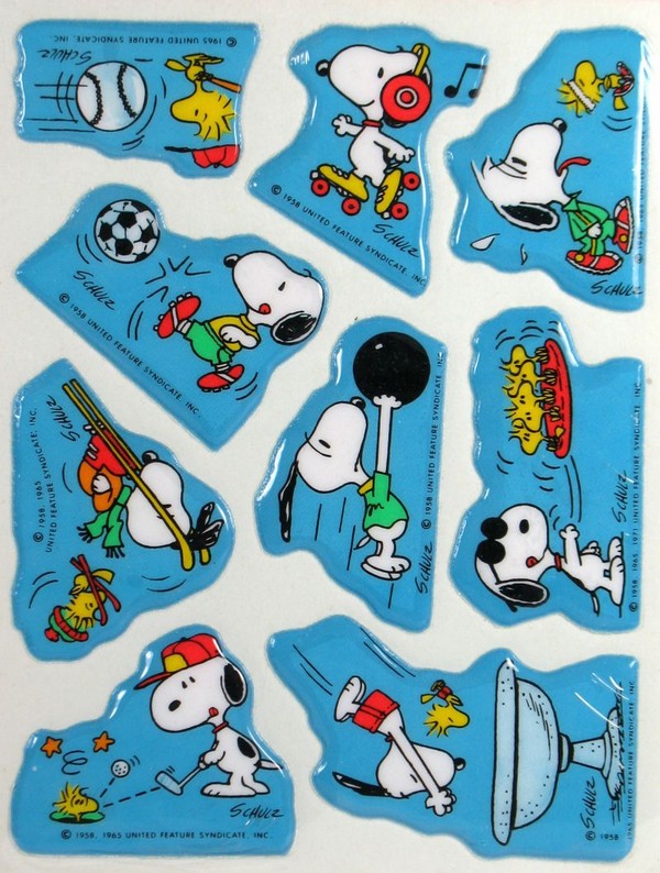 Snoopy and Woodstock Vintage Puffy Sports Stickers - Great For