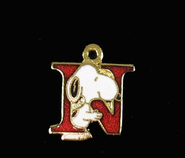 Snoopy Alphabet Cloisonne Charm - Red "N" - snoopn4pnuts.com