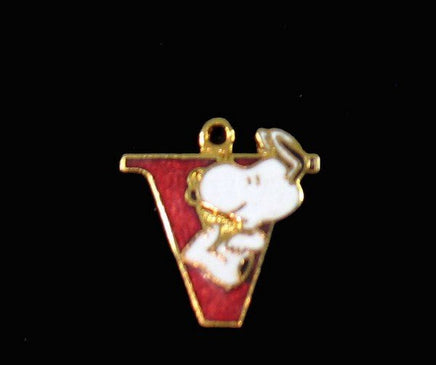 Snoopy Alphabet Cloisonne Charm - Red "V" - snoopn4pnuts.com