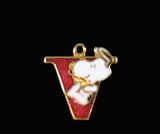 Snoopy Alphabet Cloisonne Charm - Red "V"