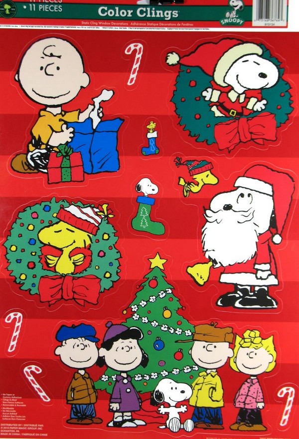 Peanuts Gang Christmas Reusable Vinyl Window Clings
