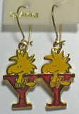 Snoopy Alphabet Cloisonne Latch Back Earrings - Red "Y"