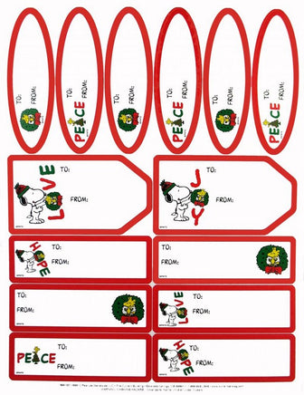 Snoopy Holiday Gift Tag Stickers