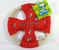 Snoopy Dog Squeaker Frisbee Rope Toy - Red