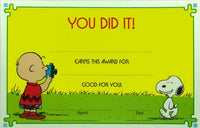 Charlie Brown and Snoopy Vintage Reward Certificate - You Did It!