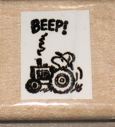 Woodstock Driving Tractor Rubber Stamp (*Re-Mounted New Stamp)