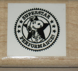 "Superstar Performance" RUBBER STAMP (Used Stamp/LIKE NEW - Remounted) - snoopn4pnuts.com