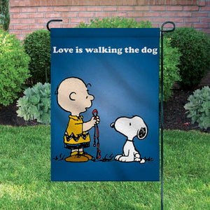 Peanuts Double-Sided Flag - Walking The Dog