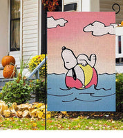 Peanuts Double - Sided Flag - Snoopy On Beach Ball - snoopn4pnuts.com