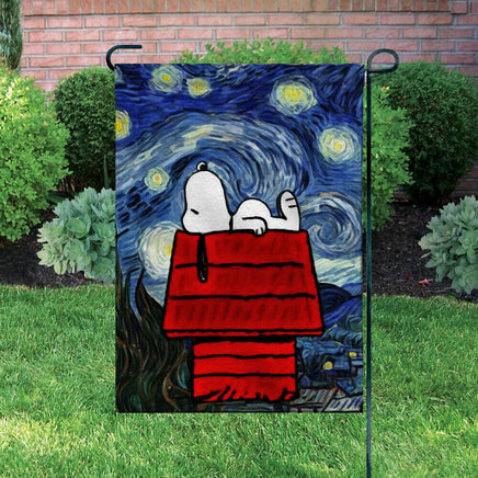 Peanuts Double - Sided Flag - Snoopy Starry Night - snoopn4pnuts.com