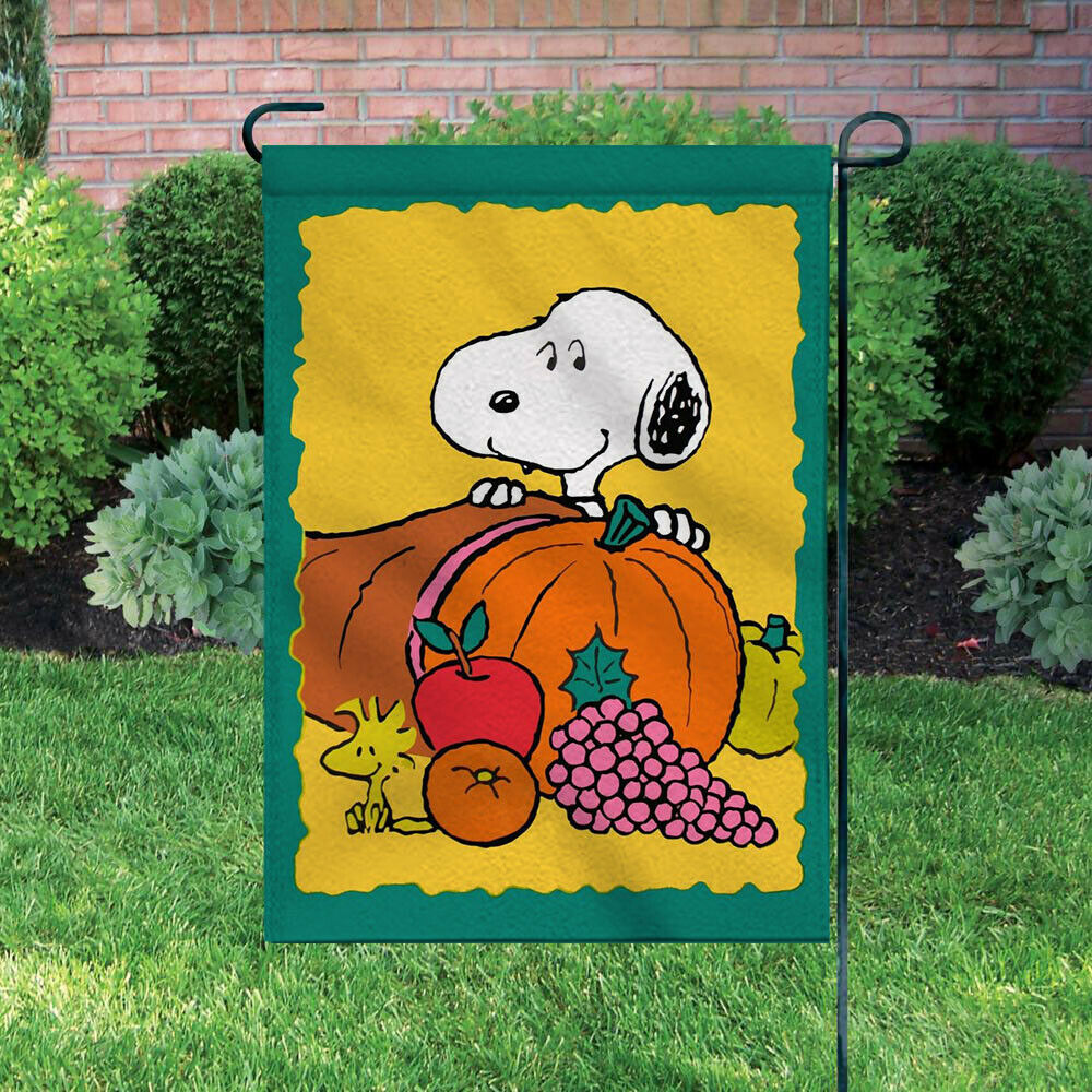 Peanuts Double-Sided Flag - Snoopy Thanksgiving Cornucopia