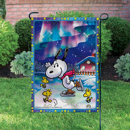 Peanuts Double - Sided Flag - Snoopy Ice Skating - snoopn4pnuts.com