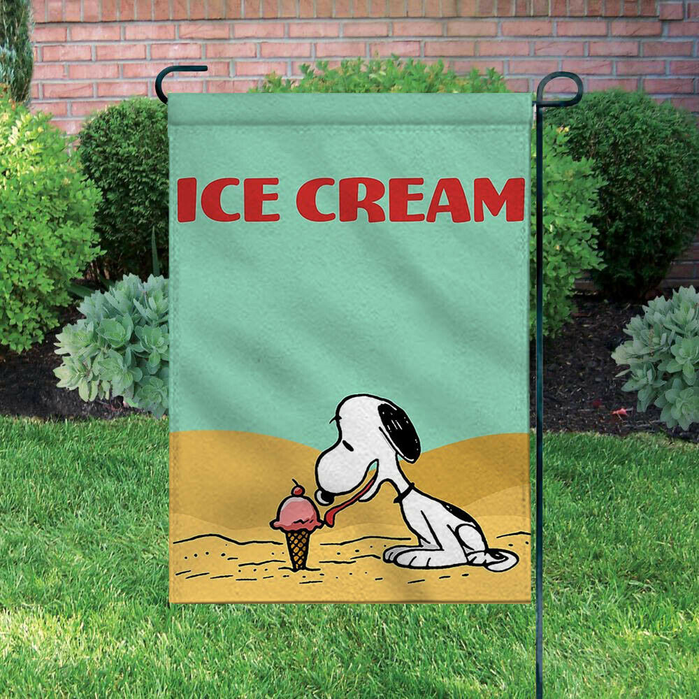 Peanuts Double-Sided Flag - Snoopy Loves Ice Cream