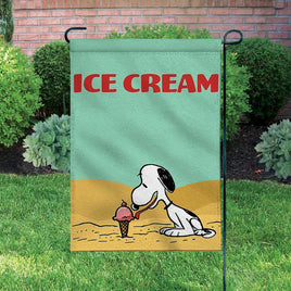 Peanuts Double - Sided Flag - Snoopy Loves Ice Cream - snoopn4pnuts.com