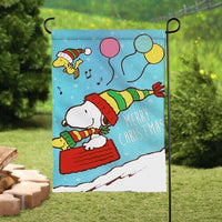 Peanuts Double - Sided Flag - Sledding Snoopy - snoopn4pnuts.com