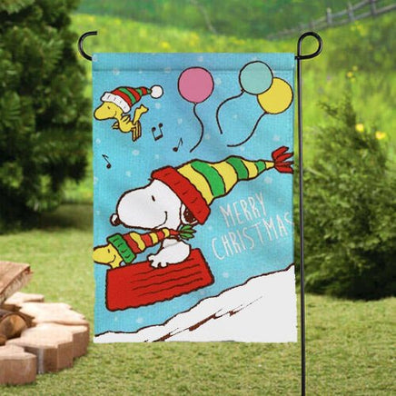 Peanuts Double - Sided Flag - Sledding Snoopy - snoopn4pnuts.com